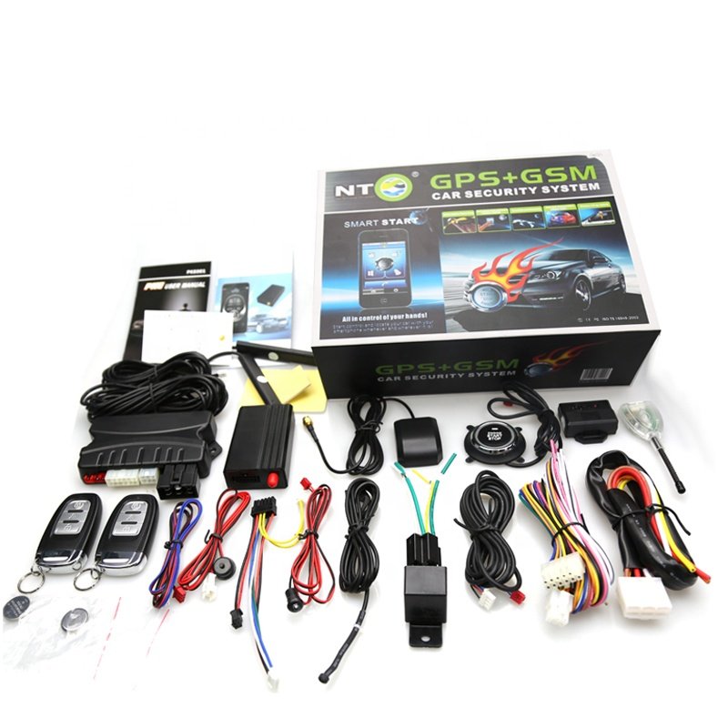 NTO Wireless Gps Gsm Pke Keyless Entry Push Start Stop Engine Smart Gps Tracker Remote Starter Car Alarm System